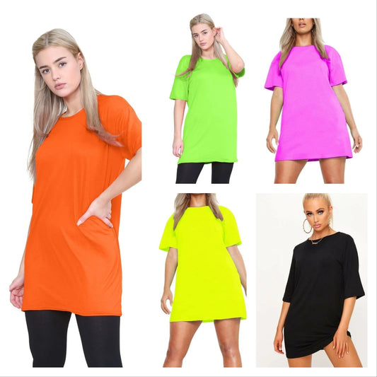 Ailaa Fashion Women's Oversized Longline T-Shirt Tunic with Baggy Short Sleeves and Soft Viscose Jersey Fabric in a Mini Dress Silhouette