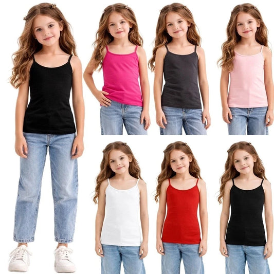 Ailaa Fashion Girls' Basic Strap Camisole Tank Top in Soft Jersey Fabric with Spaghetti Straps for Kids Sizes 5-13